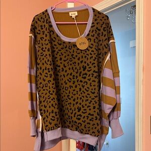 BiBi Leopard Print Sweater with Purple Accents